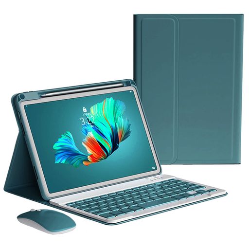 iPadAir13インチM3M2キーボードケースマウス付きiPadPro12.9インチ第6/5/4/3世代キーボードカバーApplePencil充電対応分離式アイパッドカラーキーボードレディース可愛いビジネス(深緑)