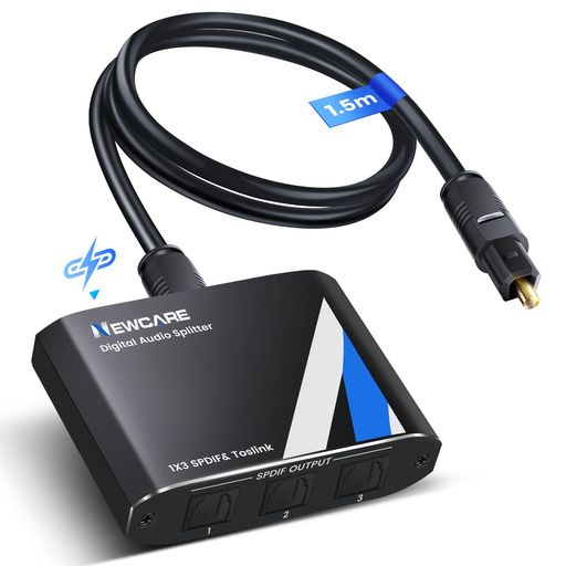 NEWCARESPDIF/TosLink光デジタル分配器1入力3出力光ケーブル分配器LPCM2.0DTS5.1DoldyDigitalに対応USB..