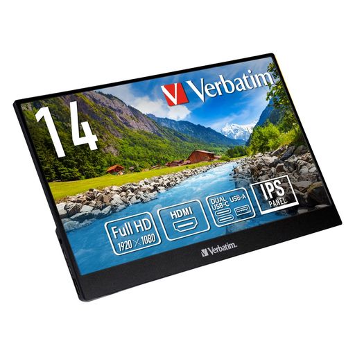 Verbatimバーベイタムモバイルモニター14インチフルHD1080P(ゲーム機/PC対応/HDMI/Type-C/スピーカー付/メーカー2年保証)