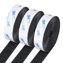 マジックテープ強力マジックテープ強粘着裏糊付耐熱防水工業用業務用家庭用網戸用DIY用2個セットオス・メス、計3セットブラック(幅16mmx長3M)