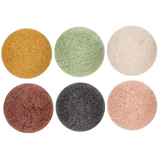 6個こんにゃくスポンジ洗顔用マッサージパフ天然敏感肌赤ちゃんディープクリーンスポンジボール