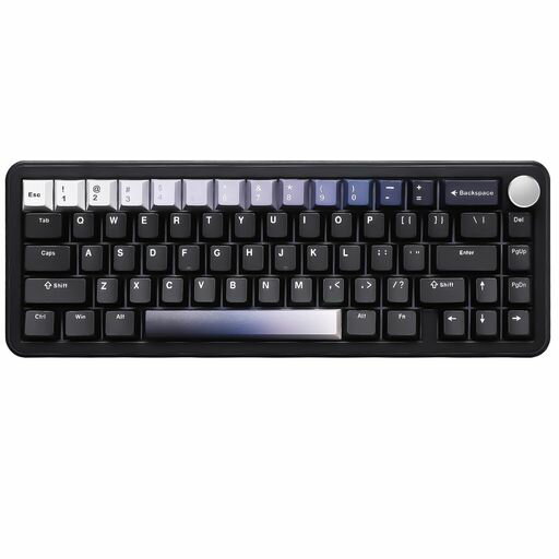 YUNZII B68 65% ワイヤレスメカニカルキーボード ゲーミングキーボード BT5.0/2.4GHZ/有線 ホットスワップ対応 ガスケットキーボード RGBバックライトWIN/MAC用 技適認証取得 (ブラック ココアクリームV2スイッチ)
