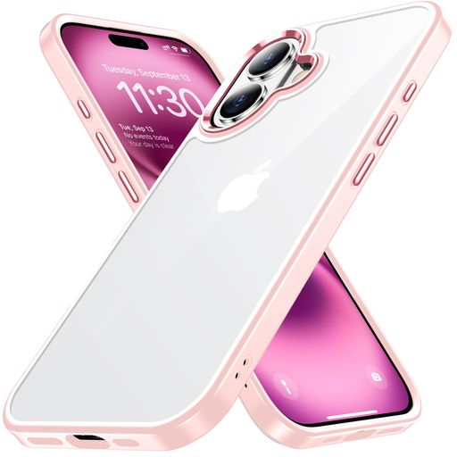 iPhone16用ケースピンク耐衝撃黄ばみ防止アイフォン16ケース米軍MIL規格ワイヤレス充電対応SGS認証指紋防止滑り止め薄型耐摩耗性あいふぉん16あいふぉん16カバースマホケース6.1インチ透明J…
