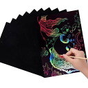 LIANHATAスクラッチアート10枚入スクラッチ極細ペン付き16kサイズスクラッチペーパーレインボー絵夜景花火観覧車花畑彫刻アートDIY削るだけで美しいアート...