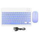 10インチワイヤレスキーボードとマウスのコンボ、超薄型静かなワイヤレスキーボードマウスセット、1600 DPI、携帯電話ラップトップ用。 (紫)