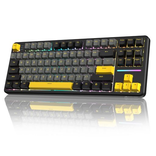 ATTACK SHARK×MAMBASNAKE X87 ゲーミングキーボード ブルーベリースイッチ ガスケットマウント リニア PBT3色キーキャップOEMカスタマイズ 無線 RGB 3接続モード 2.4G/BLUETOOTH/USB-C