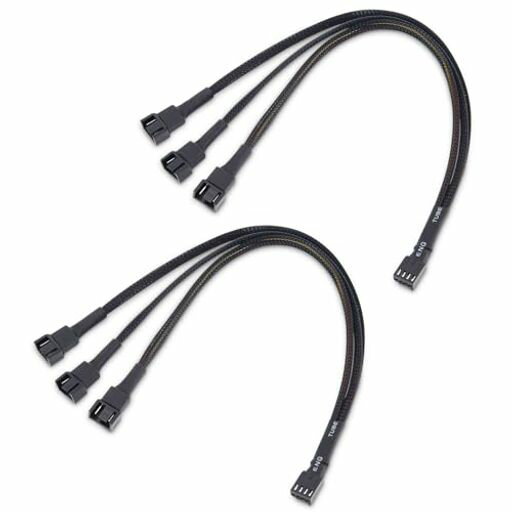 CableMatters2本セット3分岐4ピンPCケースファン分岐ケーブル-30cm、4ピンPWMファン分岐コード、PWMス..