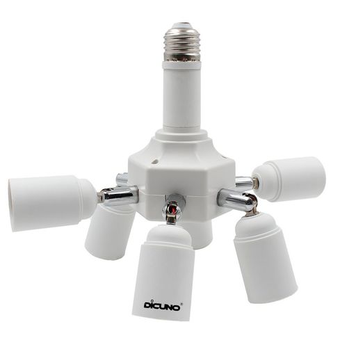 DiCUNOLED電球専用E26口金アダプター6+1分岐ソケットE26右向き矢印E26照射角度可調E26延長ソケット