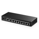 BINARDAT 10ポート ギガビットイーサネットスイッチ 8ポート 100/1000MBPS 2ギガビットアップリンク VLAN対応 メタルケース 非マネージドプラグアンドプレイ