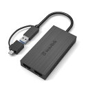 WAVLINK USB 3.0A/TYPE-C-デュアル HDMI アダプター 2K出力 ミニドッキングステーション/最 大4K(3840X2160 @ 30HZディスプレイ出力/1X1440P対応 HDMI出力ポート/1X1080P対応(2)