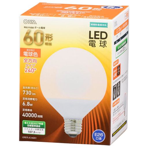 ŵ LEDŵ ܡŵ E26 60 ŵ忧 LDG7L-G AG51 06-3164 OHM