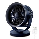 ONEDONE卓上扇風機静音ファンマシン充電式扇風機USB充電使用風量4段階調整(ダークブルー)(2)