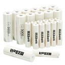 MXBATT 充電式ニッケル水素 充電式電池 (単3充電池3000MAH 12本+ 単4充電池1100MAH 12本) 単三単四充電池 セット 1.2V (約1...