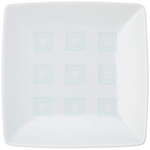 白山陶器銘々皿水色(約)13x13x2cm升目紋MASUMEMON波佐見焼日本製ホワイト