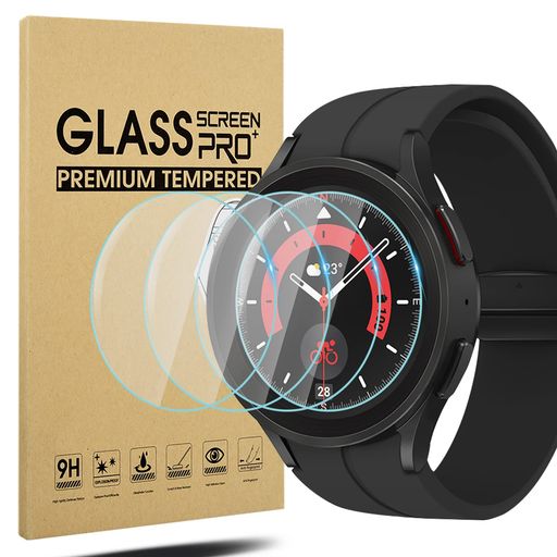 SUOMAN【4枚入り】フィルム FOR SAMSUNG GALAXY WATCH5 PRO 45MM ガラス フィルム 9H高硬度保護 貼り直し可GALAXY WATCH 5 PRO 45MM保護フィルム 気泡防止 飛散防止 高透過率 耐指紋