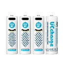 UCCHARGE 単3電池 USB-C充電式リチウムイオンバッテリー 4本セット 3000MWH (2000MAH) 1.5V 単三大容量電池タイプC充電機能 ...