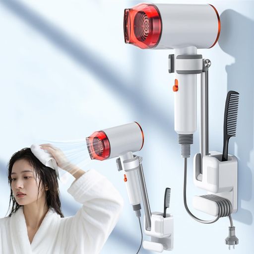 ヘアドライヤーホルダードライヤーホルダー壁掛けブロードライヤースタンドラックアルミニウム合金ブラ..