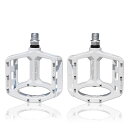 UPANBIKE自転車ペダル9/16’’スピンドルベアリング高強度ノンスリップ大型フラットマグネシウム合金プラットフォームマウンテンバイクロード自転車用ペダル(ホワイト)