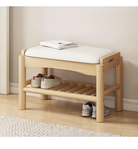 PANCY玄関ベンチ木製無垢材北欧幅60cm天然木シューズラック収納ベンチ玄関椅子玄関スツールシューズボ..