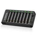 POWEROWL 充電式 単3電池 プロ 8スロット充電器付き 高容量 2800MAH プレミアム 単3ニッケル水素 電池 8個セット(2)