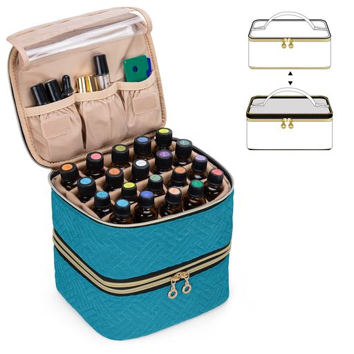 Luxjaアロマケース40本用(5ml-30ml)精油ケースエッセンシャルオイル収納アロマ持ち運びティール