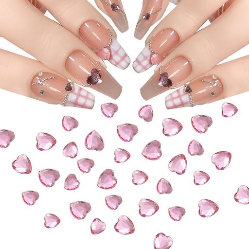 ネイルパーツハート約100個入り3mm6mmネイルストーン3D立体ぷっくりハートストーンキラキラガラスライ..