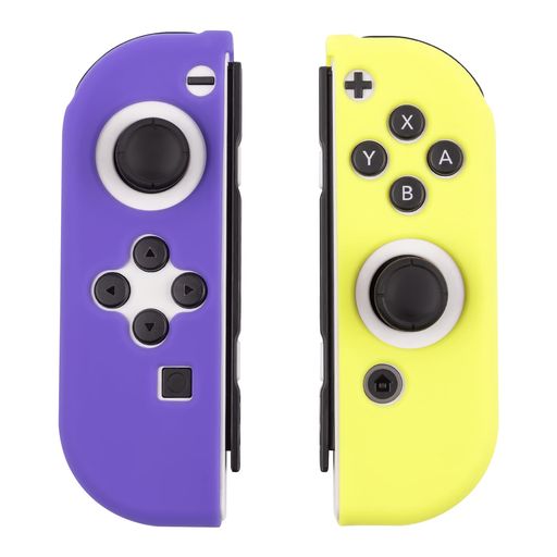 JOY-CON対応カバーSWITCH/SWITCHOLED通用ソフトケースシリコン素材落下保護滑り止め着脱簡単使用便利ティックカバー3種類6つ付き(黄・紫)