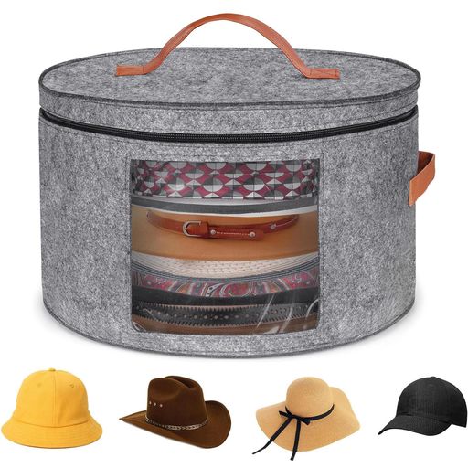 VorsiPro帽子収納ボックス帽子ボックス収納ケース帽子用帽子の保管ハットボックス蓋付きラウンドハットボックス毛布衣類帽子旅行用収納透明窓付き型崩れ防止防塵男女兼用サイズ:40x26cm