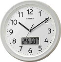 リズム(RHYTHM)掛け時計電波時計アナログデジタル連続秒針温度湿度カレンダー白Φ32.5x5cm8FYA02SR03