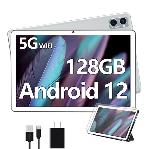 QUKENK 2024 ANDROID 12 2IN1 WIFIタブレット、8コアCPU、10.1インチタブレット、ROM128GB+1TB拡張可能タブレット、2.4G/5GHZ WIFIモデル