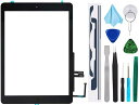 TPHAELAYブラックタッチスクリーン交換品IPAD6第6世代デジタイザイー2018(A1893A1954)9.7インチ+プリインストール接着剤(ホームボタン付き)(2)