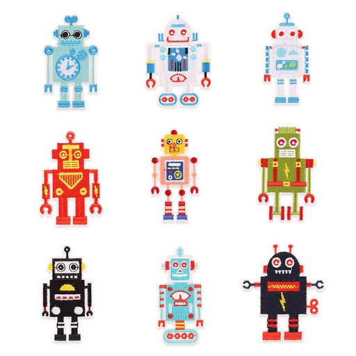 刺繍ワッペンアイロンパッチアップリケロボット9枚セットアイロン接着縫い付け補修DIY縫製手芸ハンドメイドキッズ飾り可愛い入園保育園幼稚園リメイク