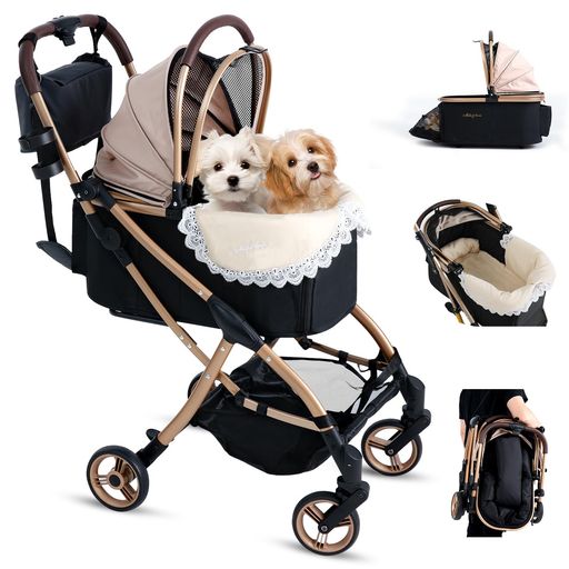 MILA&LOUISペットカートクッションワンタッチ重力自動折り畳み軽量:全体型&分離型取り外し人気犬カート..