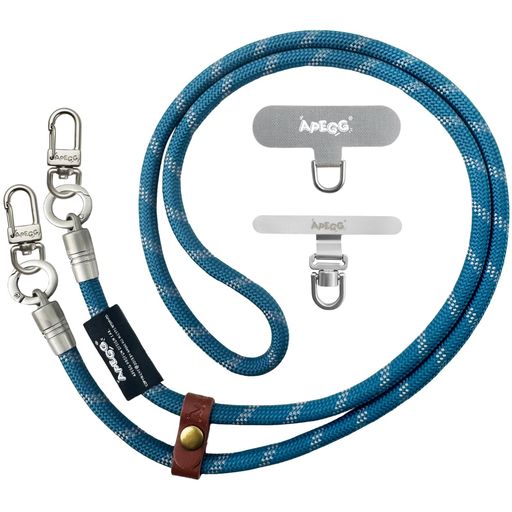 [APEGG]スマホストラップ携帯ストラップ首掛けショルダーストラップ肩掛け/斜めがけ120cm調節可能アウトドア落下防止スマートフォン全機種対応ストラップホルダー2枚入りBlueXGray