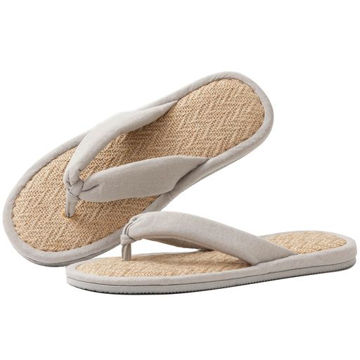 [zenHome]ジュート麻鼻緒スリッパルームサンダルルームシューズ畳中無地レディースメンズ兼用ライトグ..