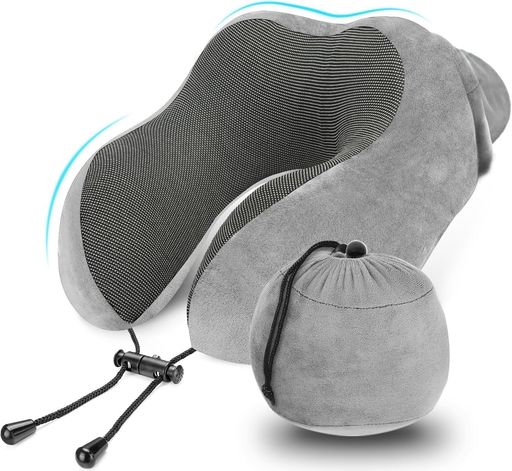 Lamiishopネックピロー飛行機枕一体式収納袋・低反発首枕飛行機快適グッズトラベルピロー機内枕トラベル枕カバー洗濯可飛行機まくら首枕旅行ネックぴろー首まくらU型枕首クッション…