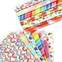 かわいいデザイン包装紙6枚セット厚手破れにくい50x70cmギフトラッピング用紙(虹色/バルーン/ドット/ストライプ/スター/マーブル柄)【バレンタイン/誕生日/クリスマス対応】