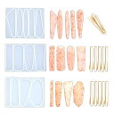 KINGSIEヘアピンシリコンモールド3種類セットしずく長方形三角形レジン型ヘアクリップ金具10本付きレジンモールドUVレジン抜き型手芸