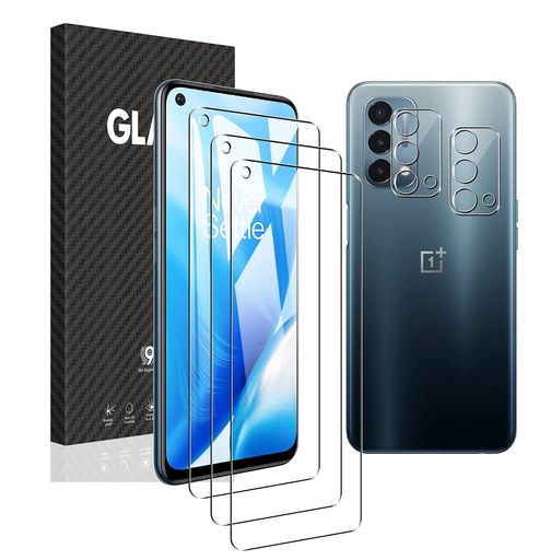 Seninhi(セニンヒ)oneplusNordN2005G用強化ガラス[スクリーンプロテクターx3][カメラレンズプロテクターx2]【3+2枚セット】高精細クリア傷防止気泡なし[充電中も使用可能]-厚さ0.3mm