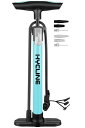 【全バルブ対応】HYCLINE自転車空気入れ:仏式/米式/英式バルブ対応タイヤ/ボール自転車ポンプ-軽量コンパクトポータブルフロアポンプ-ブルー