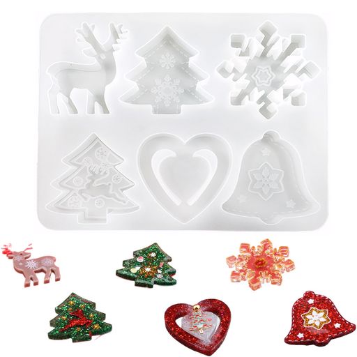 MAEXUSシリコンモールドレジン型6種類シリコンモールドイヤリングペンダントキーホルダー装飾クリスマ..