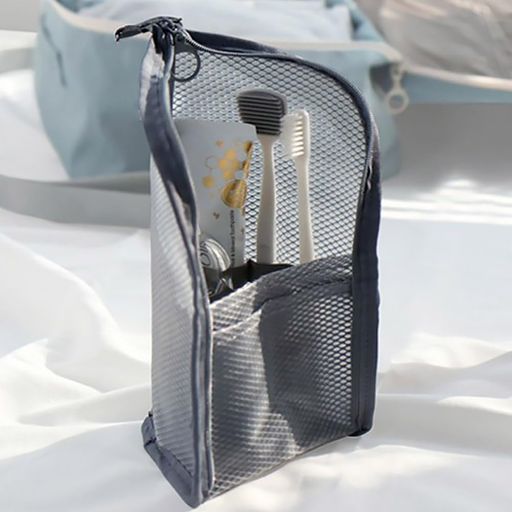 Forahome歯ブラシケース歯ブラシポーチ防水速乾立てられる使いやすい歯ブラシ収納バッグ軽量持ち運びに便利トラベルグッズ多機能化粧筆洗面用具収納男女兼用旅行出張外出用(グレー)