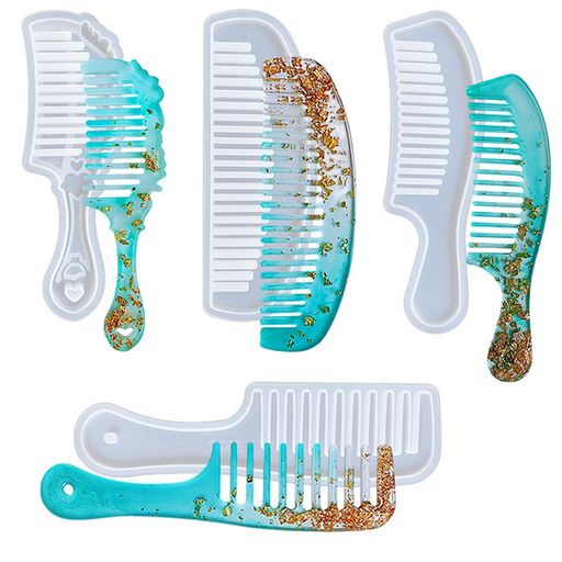 5WYOUKEくし形シリコンモールド櫛4個セットレジンシリコンモールドUVレジンエポキシ樹脂アロマストーン..
