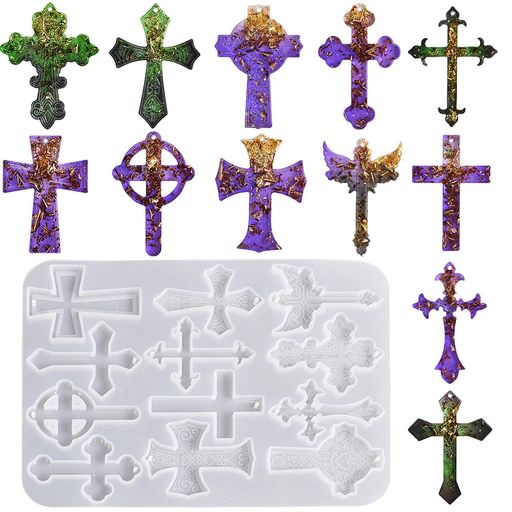 5WYOUKEレジンモールドクロスペンダント穴あけシリコンモールドuvレジンエポキシ樹脂樹脂粘土シリコン..