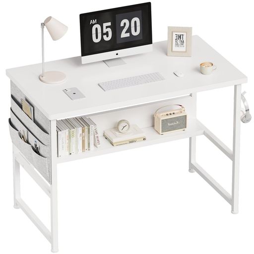 YeTom机pcデスクラック付きデスクパソコンデスクつくえ幅100cmx奥行50cm収納袋付き勉強机デスク下棚付..