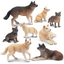 TOYMANY8PCSオオカミフィギュア動物フィギュアセットリアル動物おもちゃオオカミ家族人気動物おもちゃ玩具誕生日プレゼントクリスマス新年飾り物コレクション6...