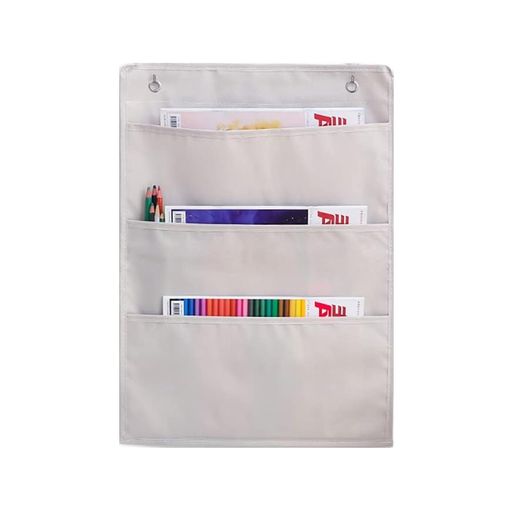 ウォールポケットA4サイズ壁掛けポケット書類雑誌小物本資料収納布製ドア掛けレター吊り下げ整理整頓(3ポケット・ベージュ)