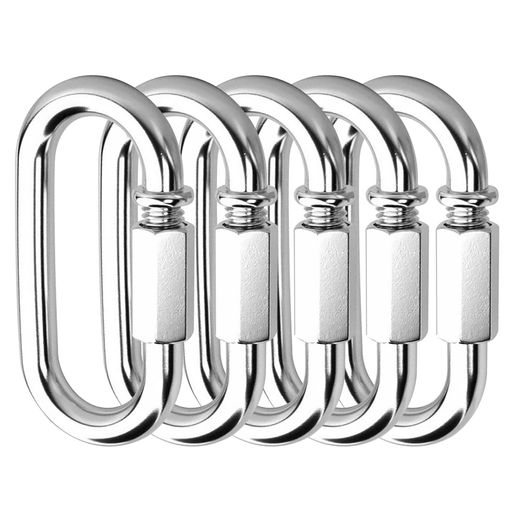 Wliknカラビナリンクバックル304ステンレス鋼耐荷重500KG5個セットスナップフッククイックリンク多機能..