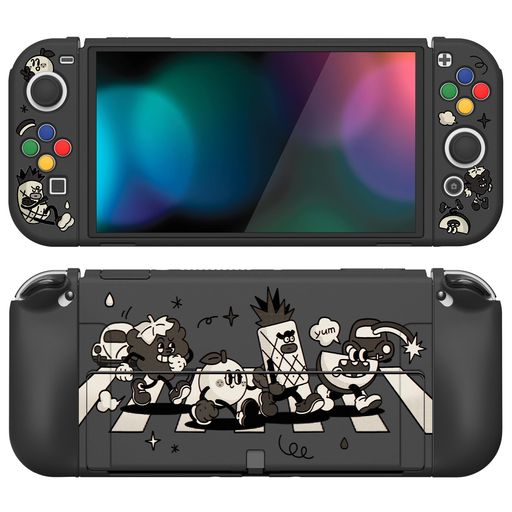 PlayVitalZealProtectNintendoSwitch有機elに対応用ソフト保護シェル、SwitchOLEDに対応用フレキシプロテクタージョイコングリップカバーサムグリップキャップとABXY方向ボタンキャップ付き【フルー…
