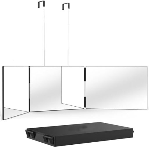 【最新三面鏡】ARREBOL(アレボル)三面鏡セルフカットミラー360°角度自在調整化粧鏡高さ調節可能鏡壁掛け折りたたみ式mirror5倍拡大鏡付き3ウェイミラー後頭部が見える壁掛けミラーHD鏡面か…